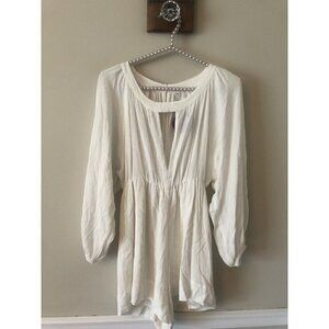 NWT Valija Womens Size XS Off White Gauzy Romper Jumpsuit 3/4 Sleeve